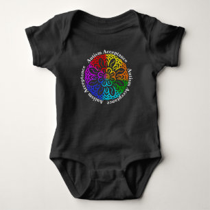 Body Para Bebê Neurodiversity Autismo Aceitação Rainbow Mandala B