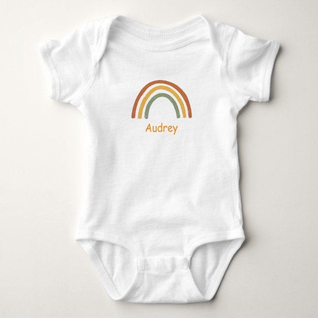 Body Para Bebê Neutral Rainbow Custom Name (Frente)