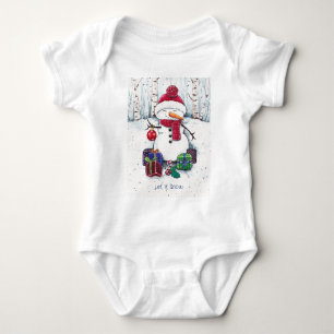 Body Para Bebê Neve Com Presentes Em Aquarela