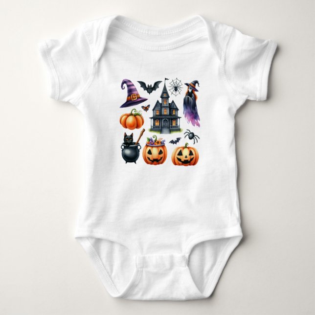Body Para Bebê new baby born, custom baby name, Halloween  (Frente)