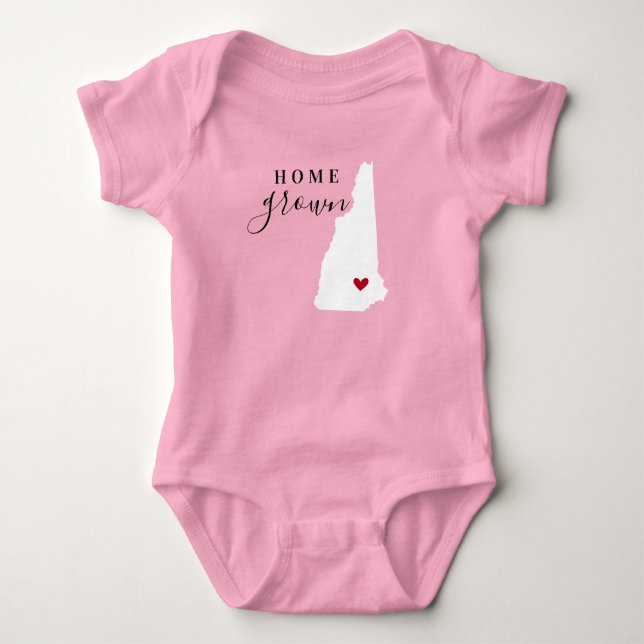 Body Para Bebê New Hampshire Home Grown State Tee (Frente)