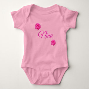 Body Para Bebê Nina, Nome Com Rosas Rosa, Bebê De Roupa