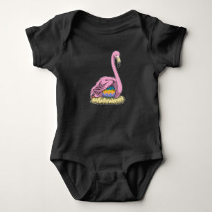 Body Para Bebê Ninho de ovo da Páscoa da Páscoa Flamingo