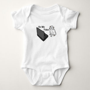 Body Para Bebê No Meu Computador Engraçado Meme de Gato Branco