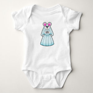 Body Para Bebê Noiva Rato com Buquê de Flores
