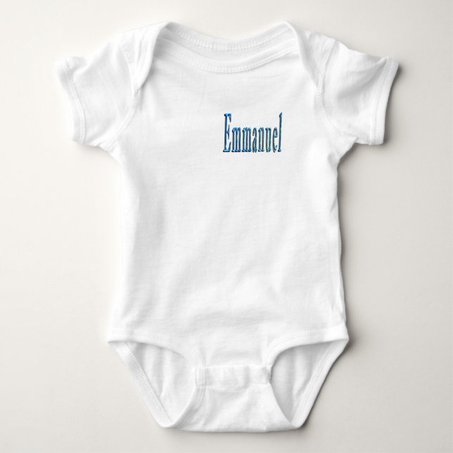 Body Para Bebê Nome Azul Emmanuel,  (Frente)