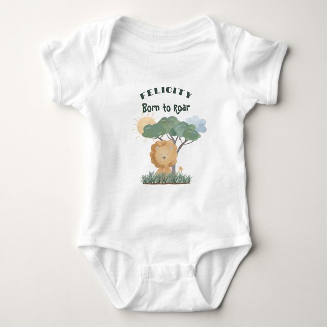 Body Para Bebê Nome Boho Lion Selgle Safari Uma das Duas Cotas (Frente)