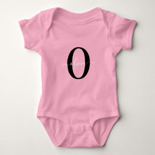 Body Para Bebê Nome com Letra Maiúscula Personalizada Preto Branc