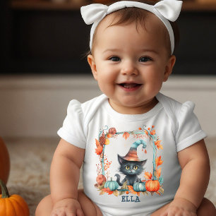Body Para Bebê Nome Cute Spooky Black Witch Pumpkin Halloween