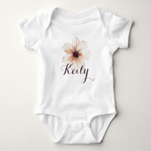 Body Para Bebê Nome da Chave Menina Vestir Flor Personalizado Ros