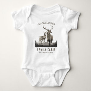 Body Para Bebê Nome da família Cabin Deer Pine Forest Mounts