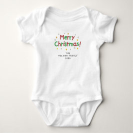 Body Para Bebê Nome da Família Floral de Natal Simples Elegante