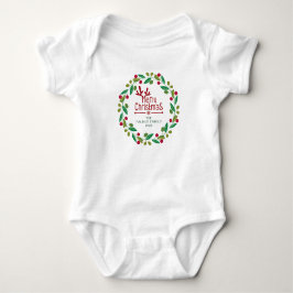 Body Para Bebê Nome da Família Floral de Natal Simples Elegante