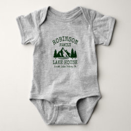 Body Para Bebê Nome da família Lago House Forest Silhouette