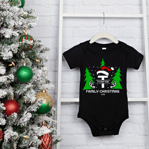Body Para Bebê Nome da família Natal Hat Ano Natal