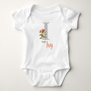 Body Para Bebê Nome da Ivy Reveal Floral H Girl Whimsical