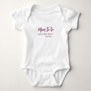 Body Para Bebê nome data chá de bebê futura mamãe rosa simples mí