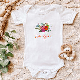 Body Para Bebê Nome de Bebê Floral Brilhante Baby in Bloom