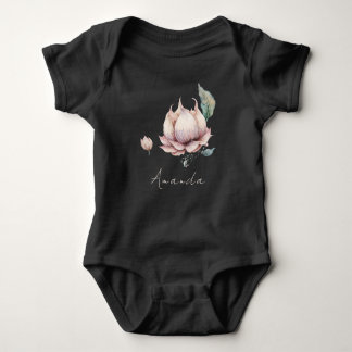 Body Para Bebê Nome de Bebê Monograma Flor de Lótus Bonito Boho T