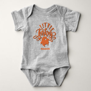 Body Para Bebê Nome de bebê personalizado Orange Little Turkey Aç