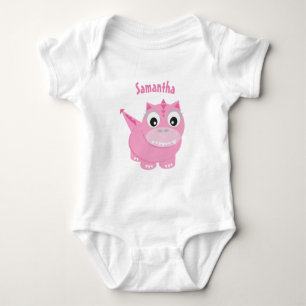 Body Para Bebê Nome de Bebê Rosa Fofo Dinossauro Desenho Menina