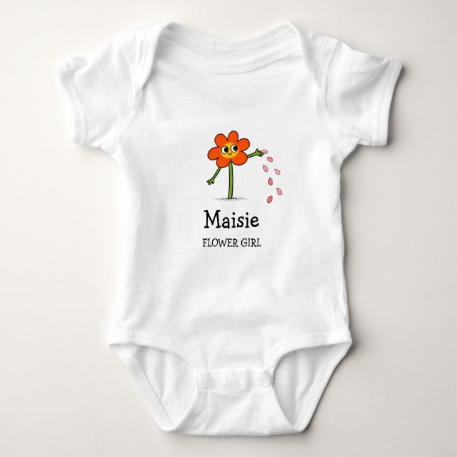 Body Para Bebê Nome de Menina de Flores Personalizado Excêntrico  (Frente)