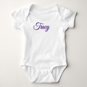Body Para Bebê Nome de menina Tracy em Roxo,