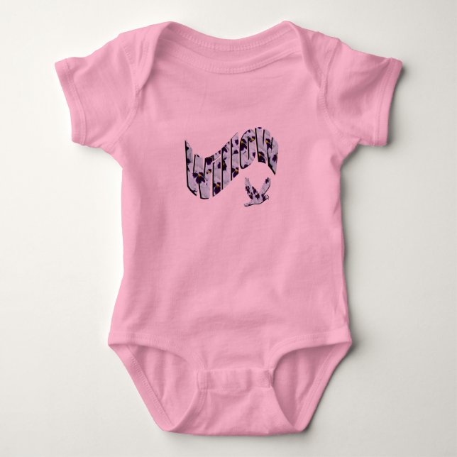 Body Para Bebê Nome de meninas Willow, (Frente)