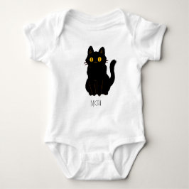 Body Para Bebê Nome de Monograma de Gato Preto Adorável