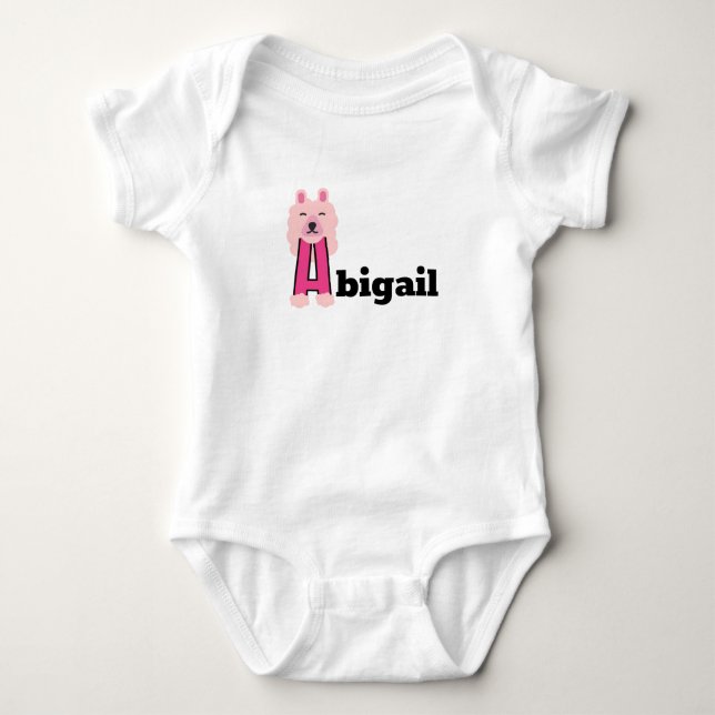 Body Para Bebê Nome de Raparigas Início personalizado com A (Frente)