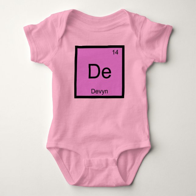 Body Para Bebê Nome Devyn Elemento Químico Tabela Periódica (Frente)