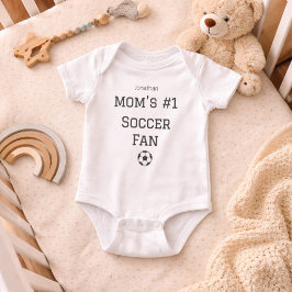 Body Para Bebê Nome do Bebê Fã de Futebol da Mamãe Personalizado