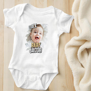 Body Para Bebê Nome do Bebê Foto personalizada de bebê simples e 