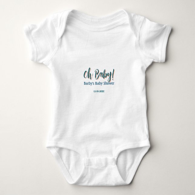 Body Para Bebê nome do chuveiro de bebê simples azul oh bebê bebê (Frente)