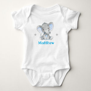 Body Para Bebê Nome do Elefante Azul Newborn Toddler 1 Piece