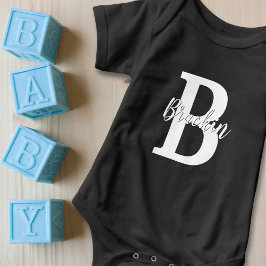 Body Para Bebê Nome do Script Monograma Texto Personalizado Branc