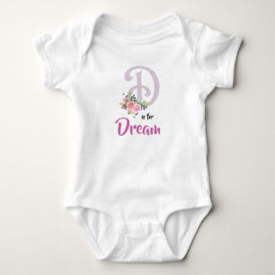 Body Para Bebê Nome do Sonho Bebê Carta D Romper Rapariga Floral