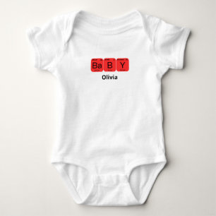 Body Para Bebê Nome Editável do Elemento de Mesa Periódico do Beb