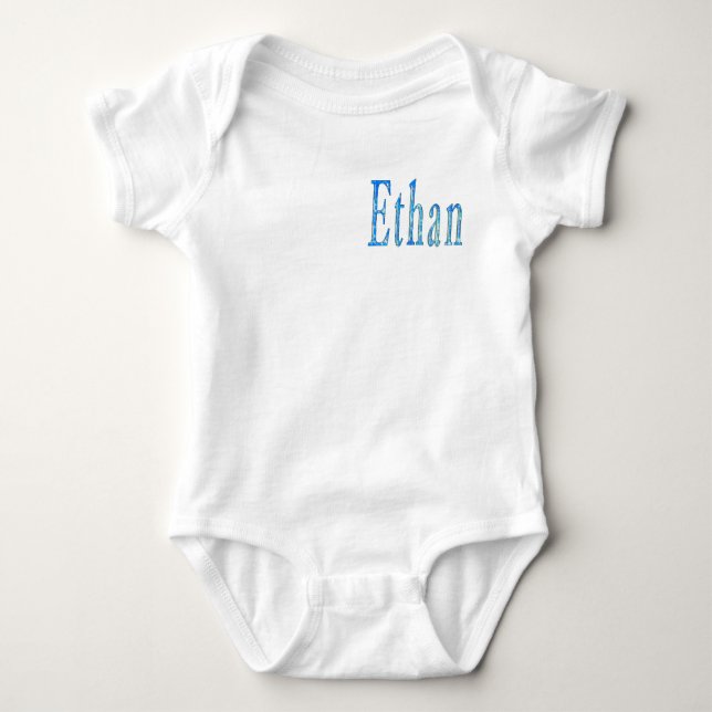 Body Para Bebê Nome Ethan Estrelado Azul, (Frente)