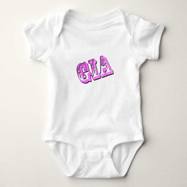 Body Para Bebê Nome Gia em Rosa Dimensional, (Frente)
