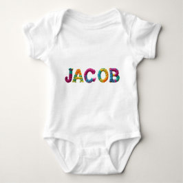Body Para Bebê Nome JACOB no Padrão de Crochet Vibrante
