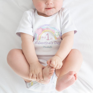 Body Para Bebê Nome Personalizado Arco-íris Primeiro Dia dos Namo
