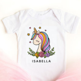 Body Para Bebê Nome Personalizado Caprichoso Fofo de Unicórnio Me