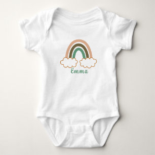 Body Para Bebê Nome Personalizado com Trendy Boho Rainbow