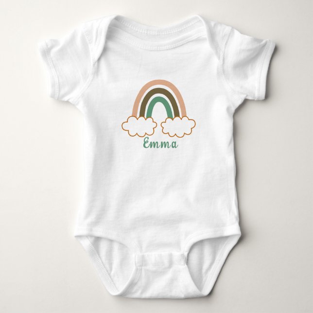 Body Para Bebê Nome Personalizado com Trendy Boho Rainbow (Frente)