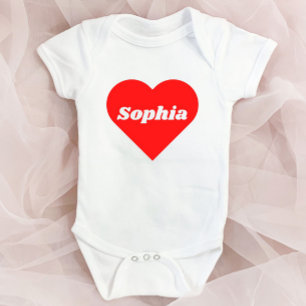 Body Para Bebê Nome Personalizado Coração Vermelho Dia dos Namora