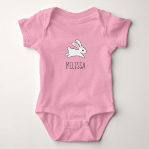 Body Para Bebê Nome Personalizado Cute Running Bunny Rabbit