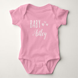 Body Para Bebê Nome personalizado da Baby Girl Hearts