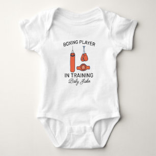 Body Para Bebê Nome Personalizado de Boxe - Jogador de Boxe em Tr