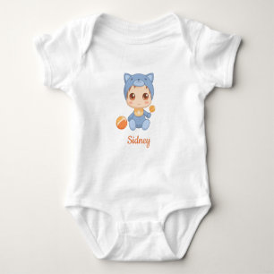 Body Para Bebê Nome Personalizado de Gato de Menino
